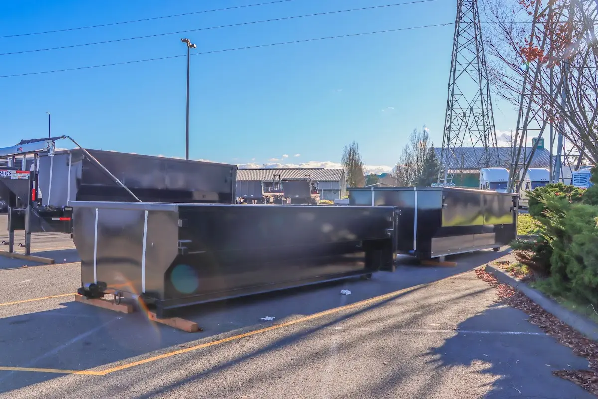 Roll-off dumpster ready for waste disposal at job site for 2 Yard Dumpster Rental in Neenah